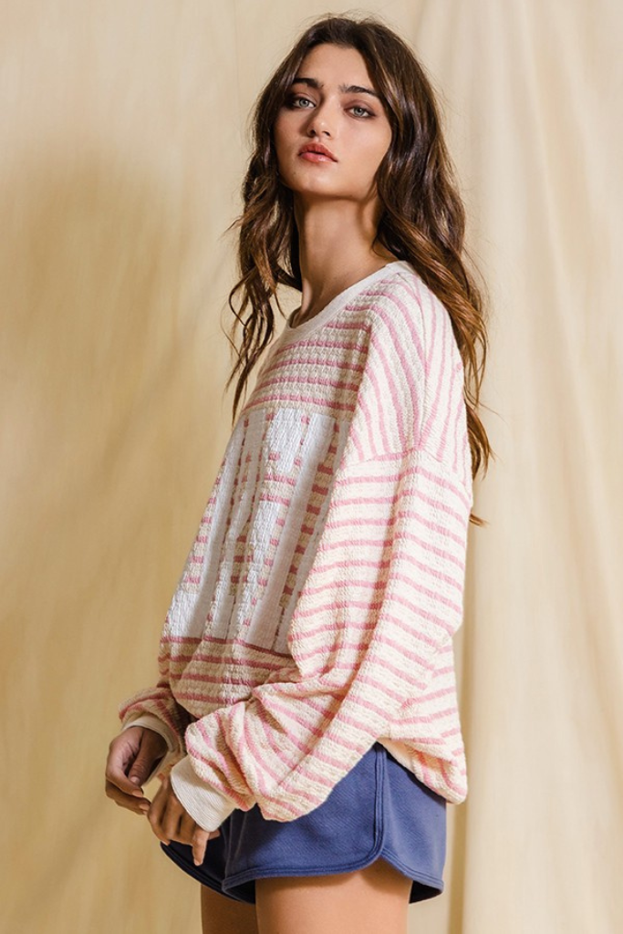 Georgia Striped Sweatshirt - Pink