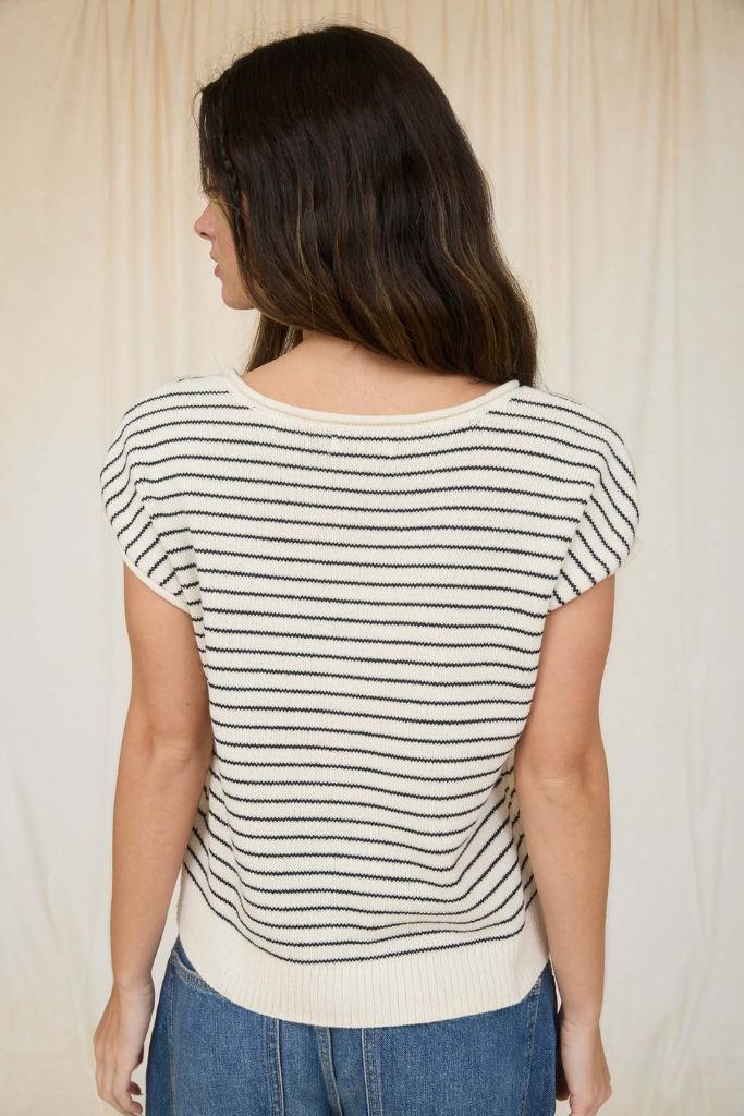 Close To Me Striped Top - Cream/Black