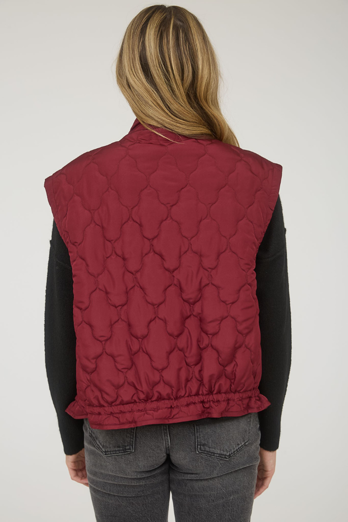 Snow Angel Puffer Vest - Burgundy