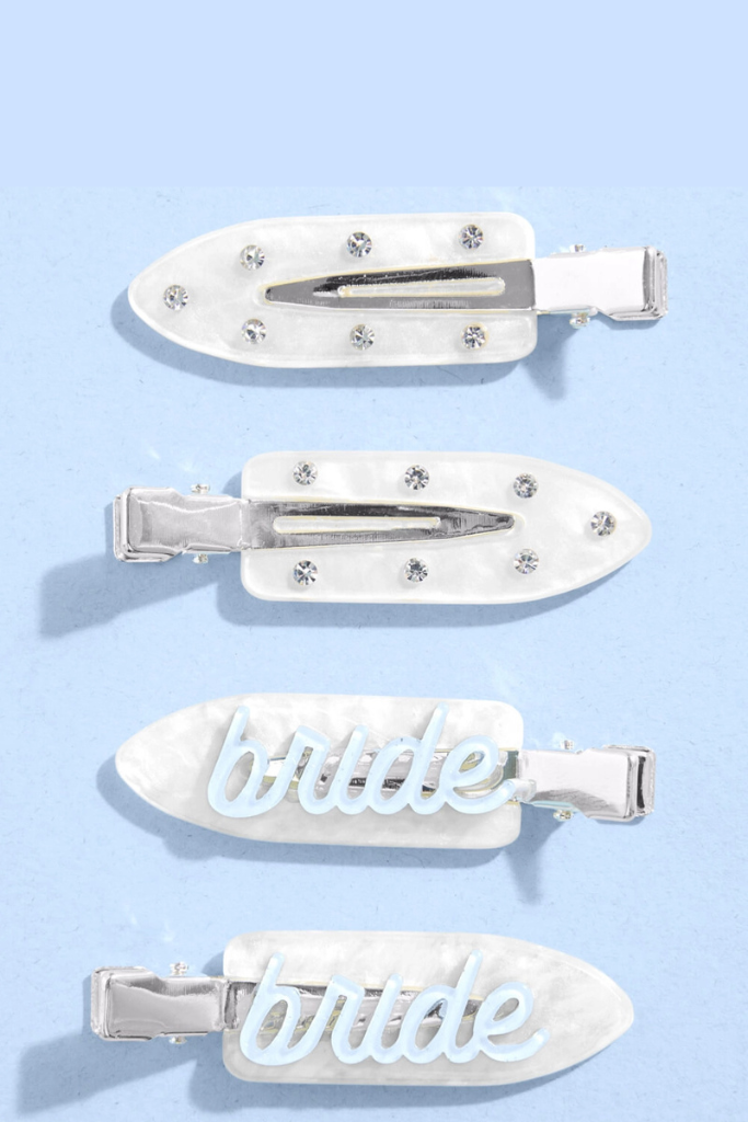 Something Blue Bridal Clips  - White