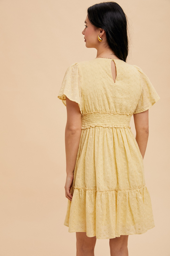 Sheri Eyelet Dress -Yellow