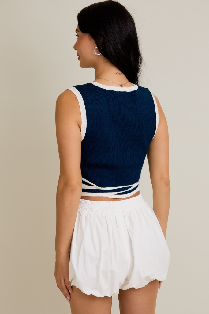Landy Knit Crop Top - Navy