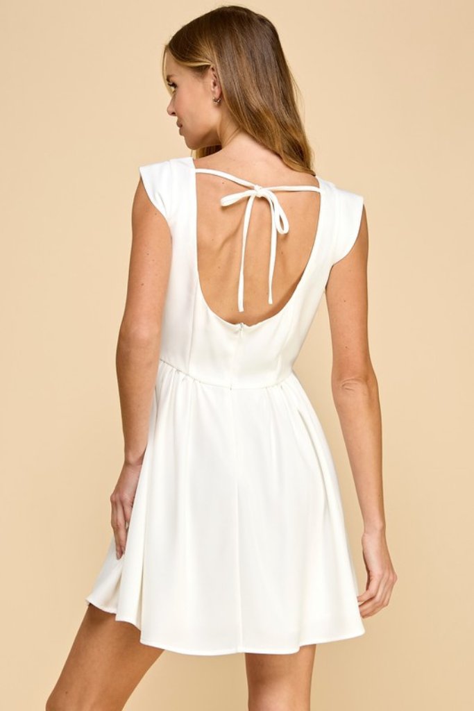 Kendra Boatneck Dress - White