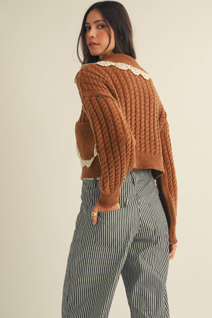 Almost There Zippered Cardigan - Camel