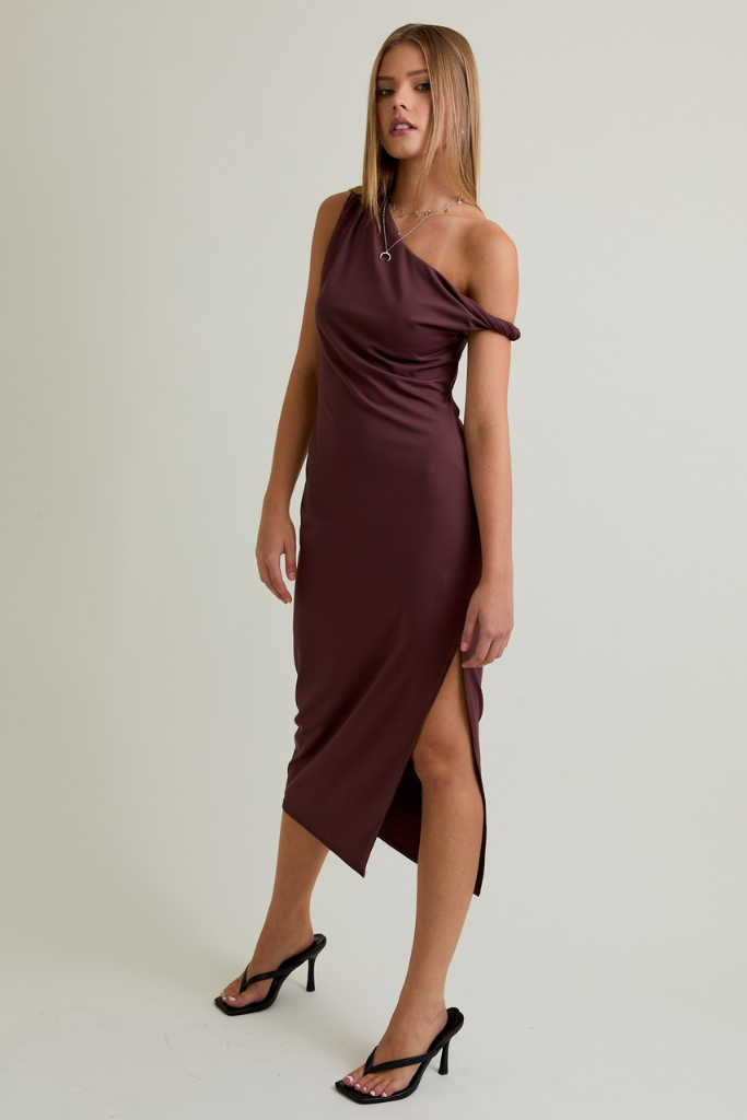 Cute On Cue Midi Dress - Chocolate