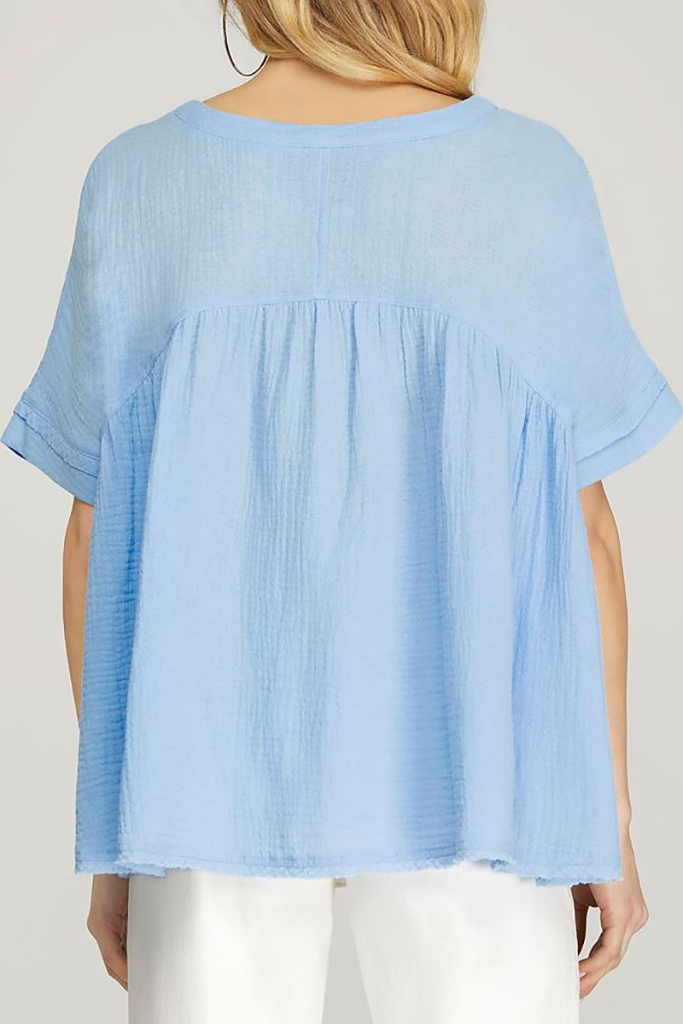 Build Bold Babydoll Top - Light Blue