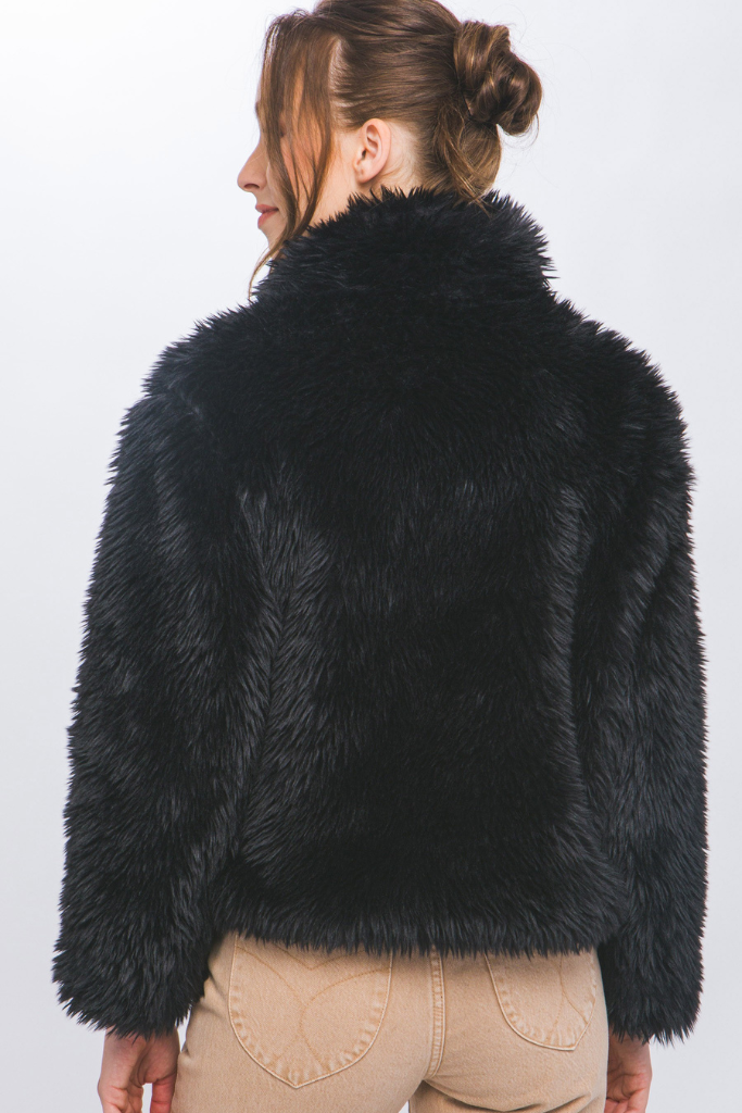 Juno  Faux Fur Jacket - Black