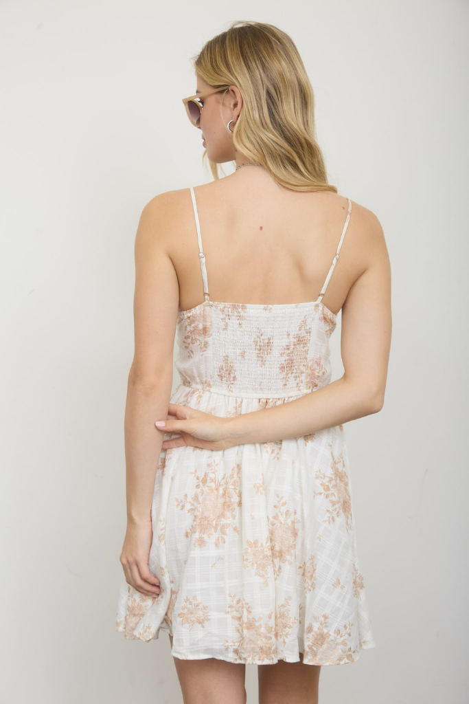 Emry Floral Dress - White/Khaki