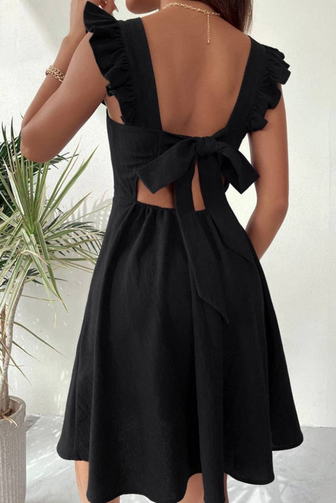 Daydream Lane Ruffle Dress - Black