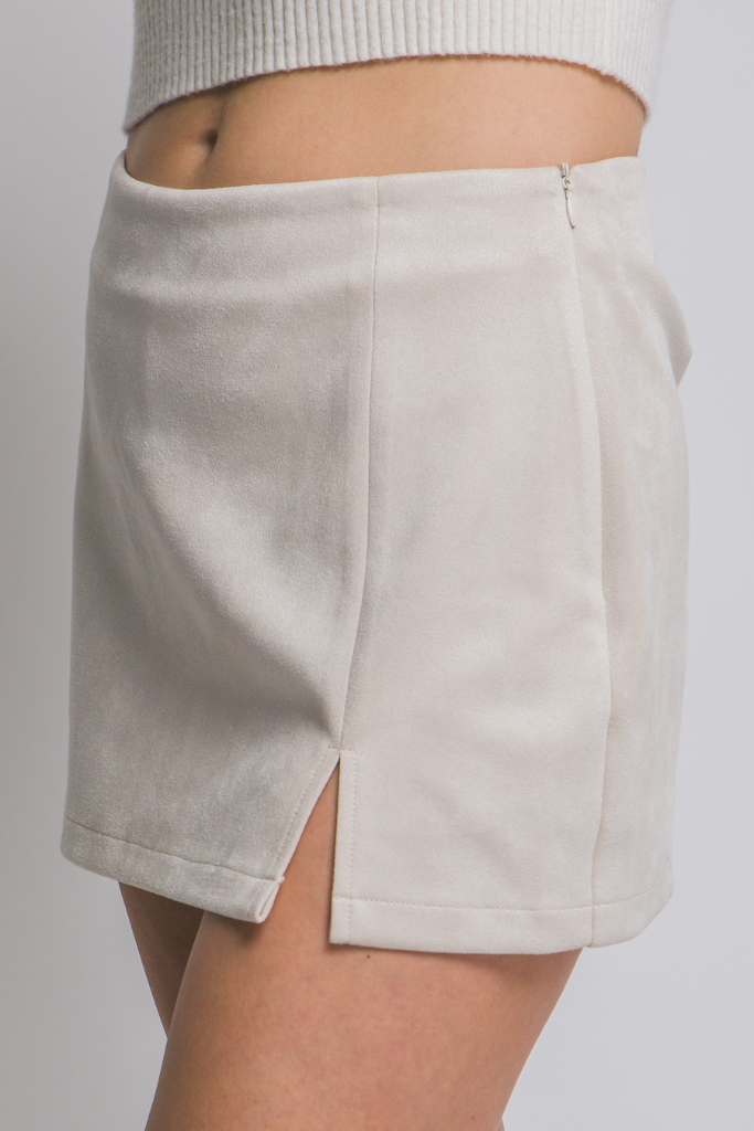 Fallen Grace Suede Skort - Ivory