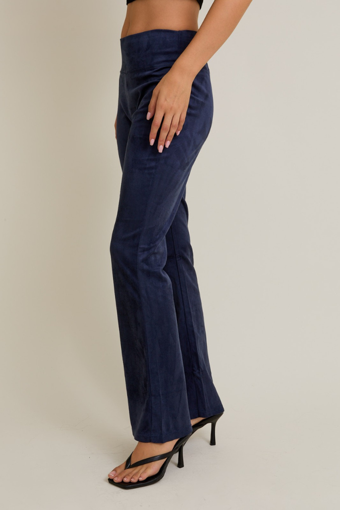 Perfect Suede Flare Leggings - Navy