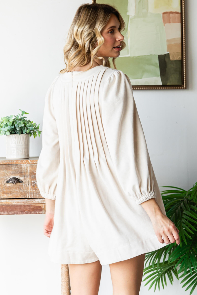 Noley V Neck Romper - Cream