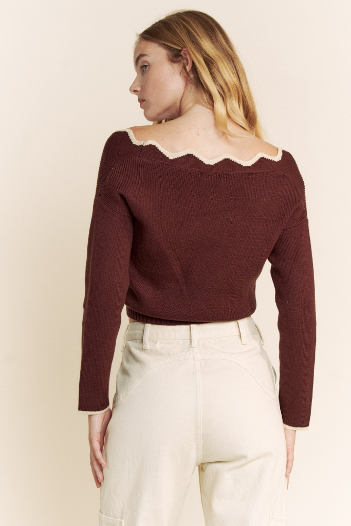 Cass Constrast Sweater - Brown