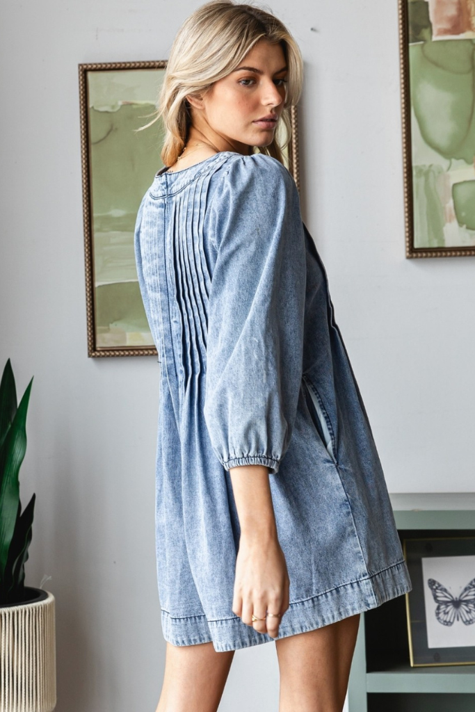 Leora Denim Romper - Medium Denim