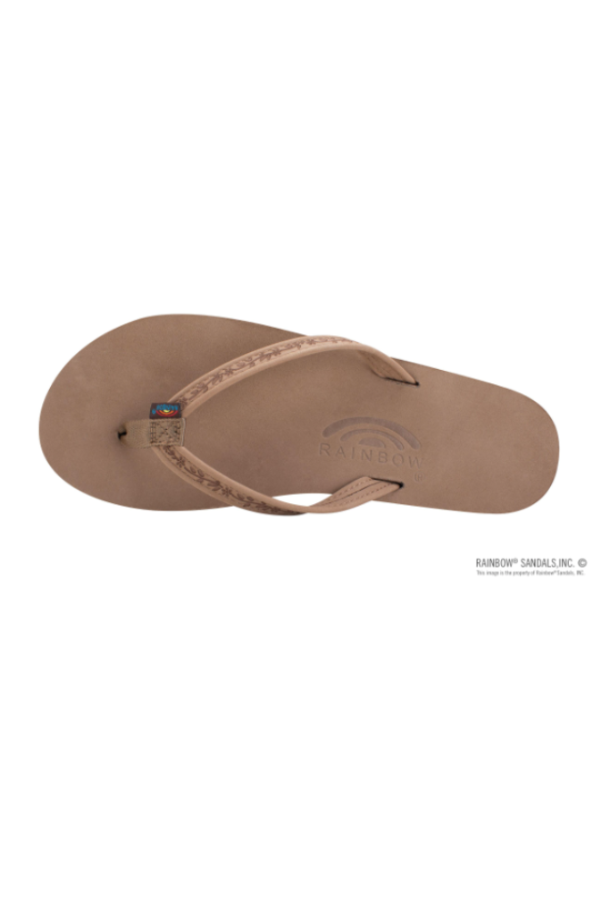 Rainbow Las Flores Premier Leather Floral Narrow Strap - Dark Brown