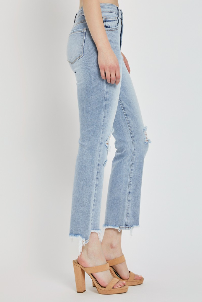 On Fire Cropped Flare Jeans - Light Wash