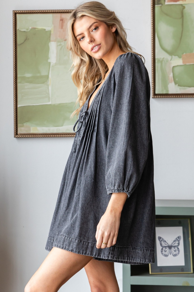 Leora Denim Romper - Grey