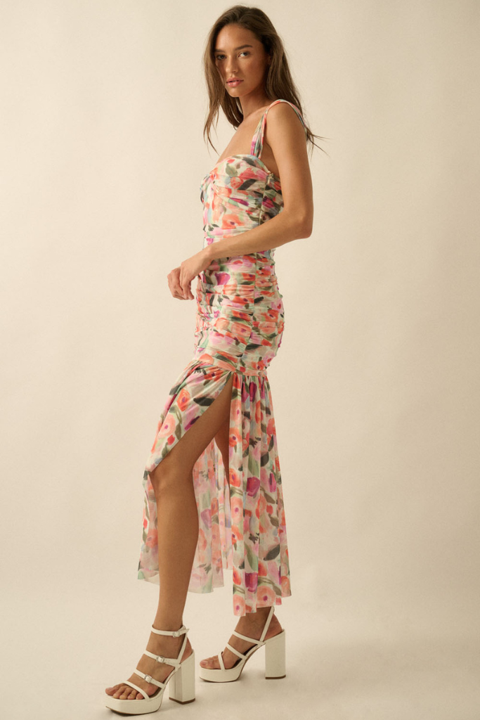 Invite List Floral Maxi Dress -Cream/Pink