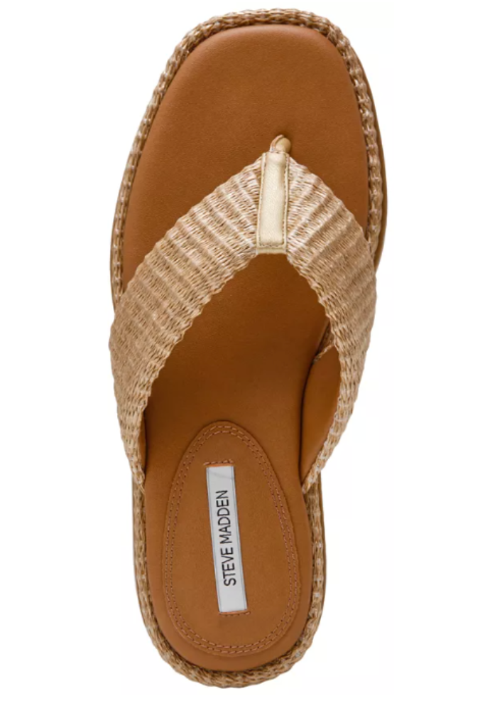 Steve Madden Bella Platform Sandal - Gold Raffia
