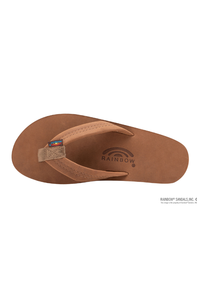 Rainbow Premier Leather Single Layer  Wide Strap Sandal - Redwood