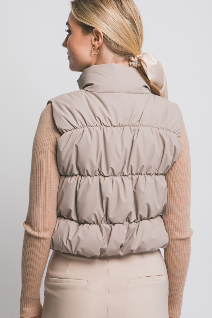 City Leaves Puffer Vest - Taupe