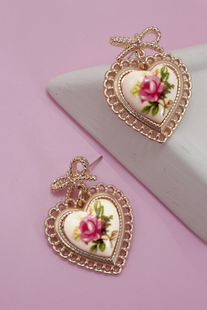 Born Free Porcelain Earrings - Gold/Pink