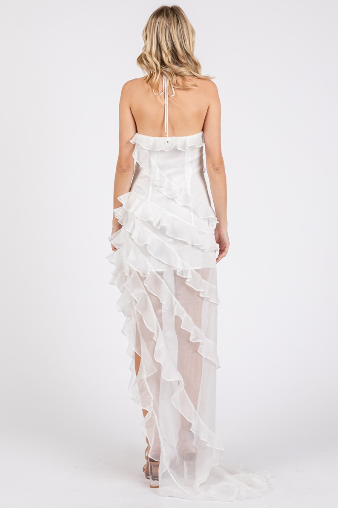 True Kiss Ruffle Maxi Dress -White