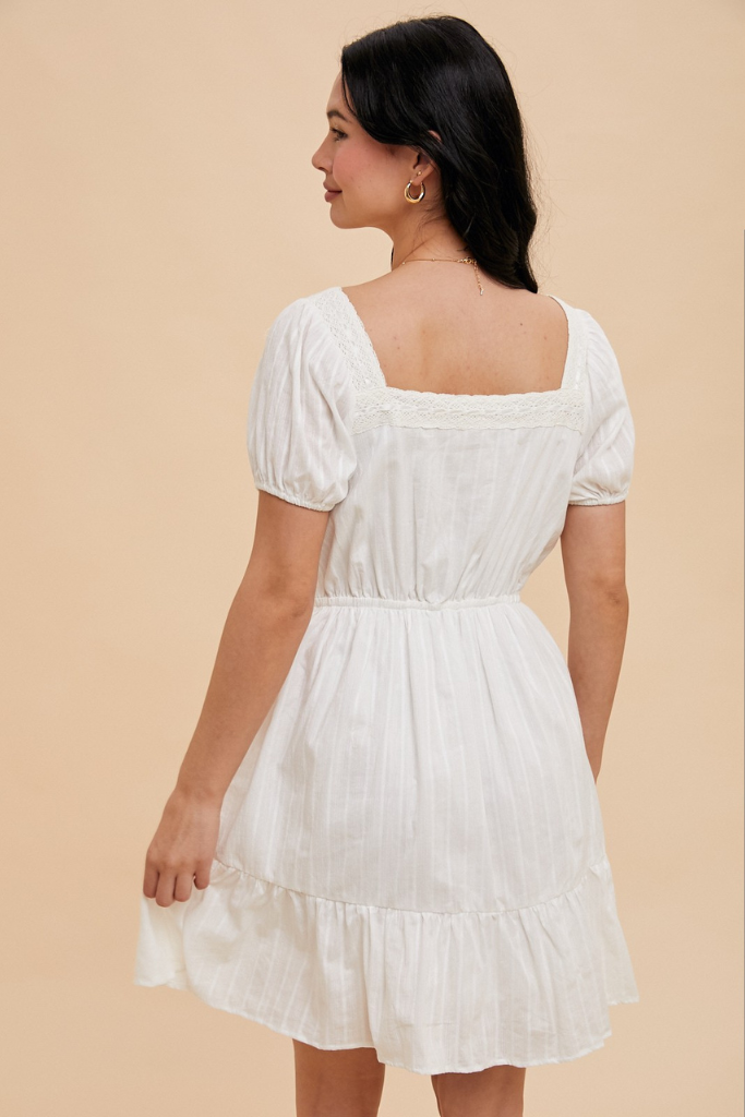 Valery Square Neck Dress - White