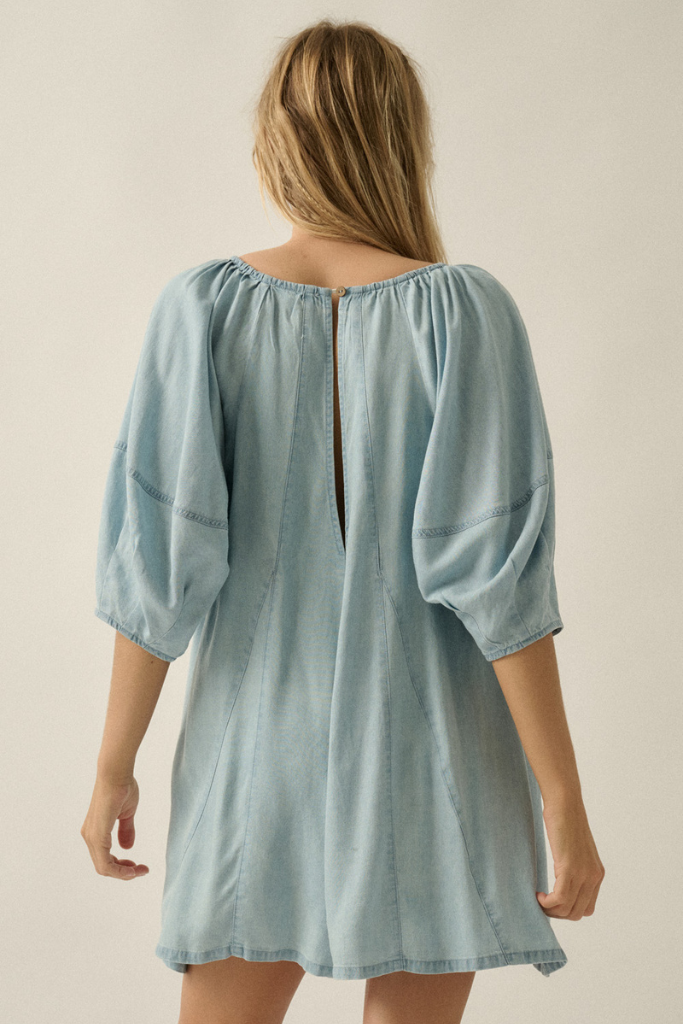 Evelynn Babydoll Romper - Light Denim