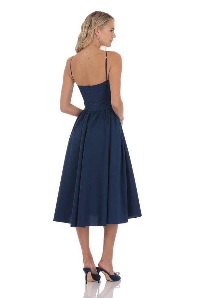 Lucy In The Sky Carmen Midi Dress - Navy