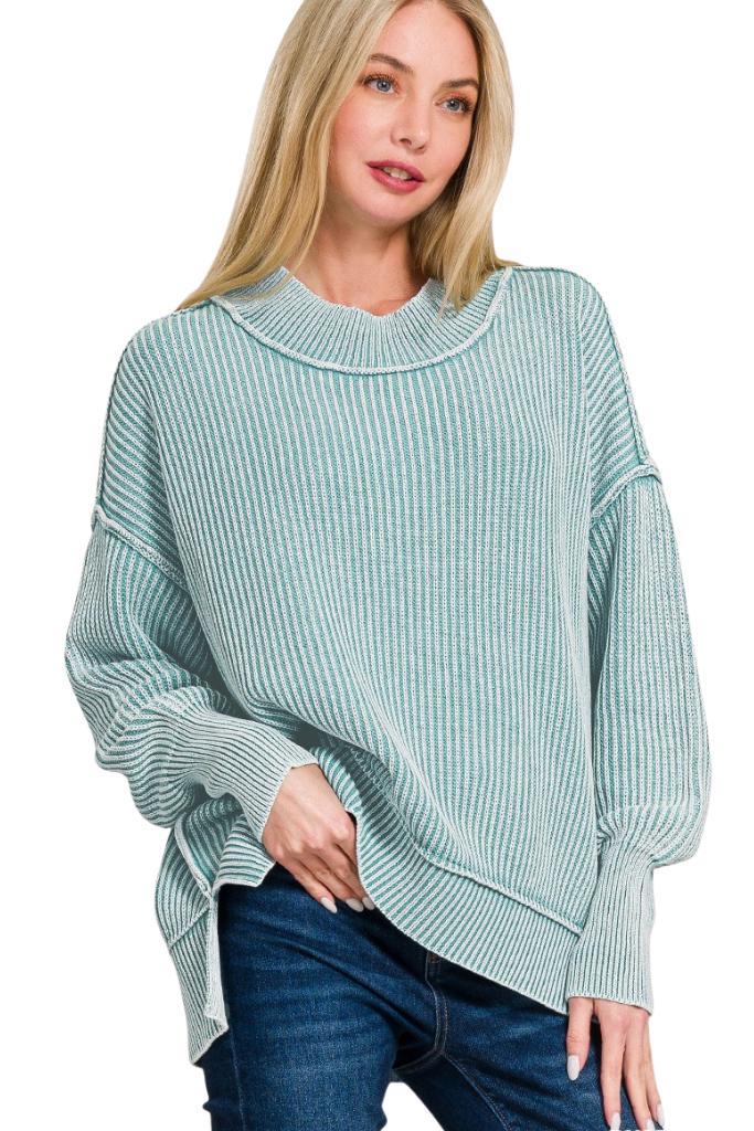 Bentlee Ribbed Sweater - Dusty Teal