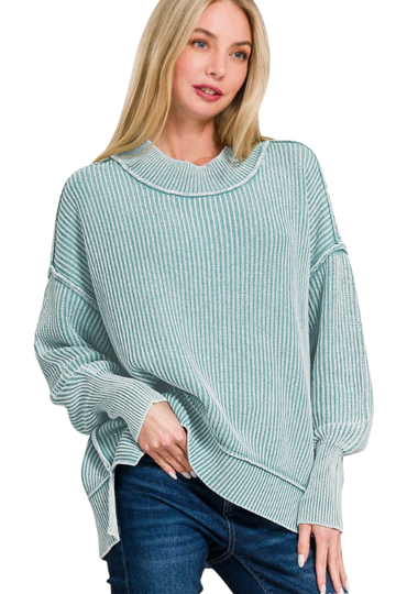 Bentlee Ribbed Sweater - Dusty Teal