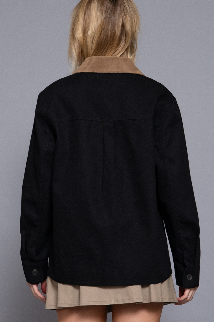 Rosette Corduroy Jacket - Black
