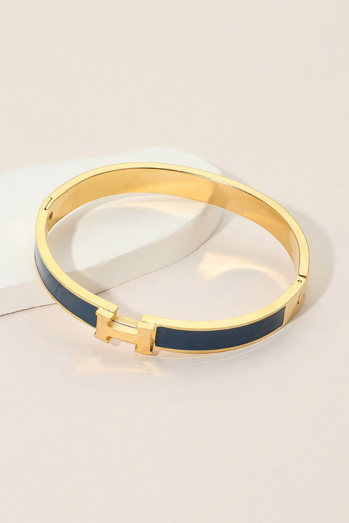 Danza H Hinge Bracelet - Navy