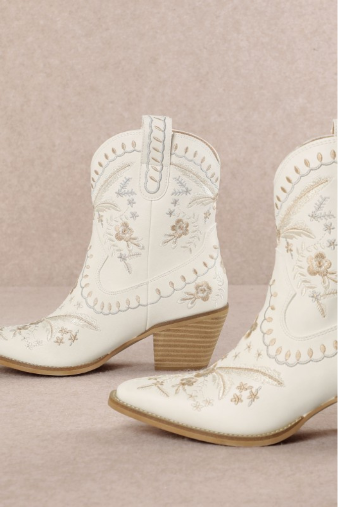 Corral Embroidered Bootie- White