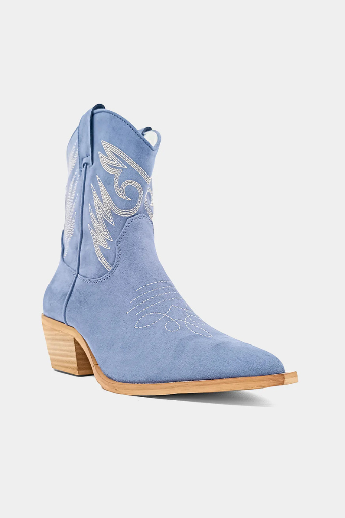 Zahara Suede Cowgirl Boot - Blue