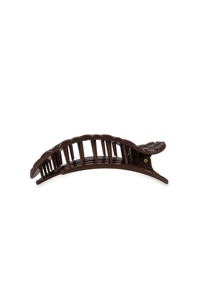 TELETIES Small Flat Round Hair Clip - Truly Taupe Quilted