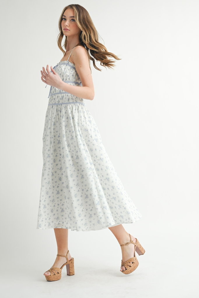 Radiance Floral Midi Dress - Blue