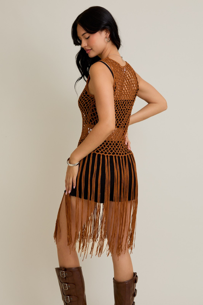 Adrianna Fringe Top - Camel