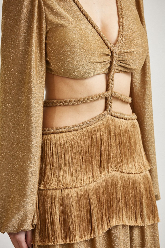 Edge Of It Metallic Maxi Dress - Gold