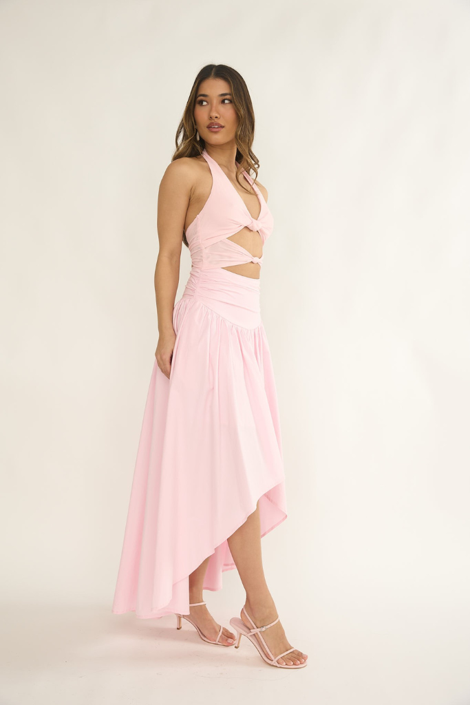 In Power Cutout Maxi Dress - Light Pink