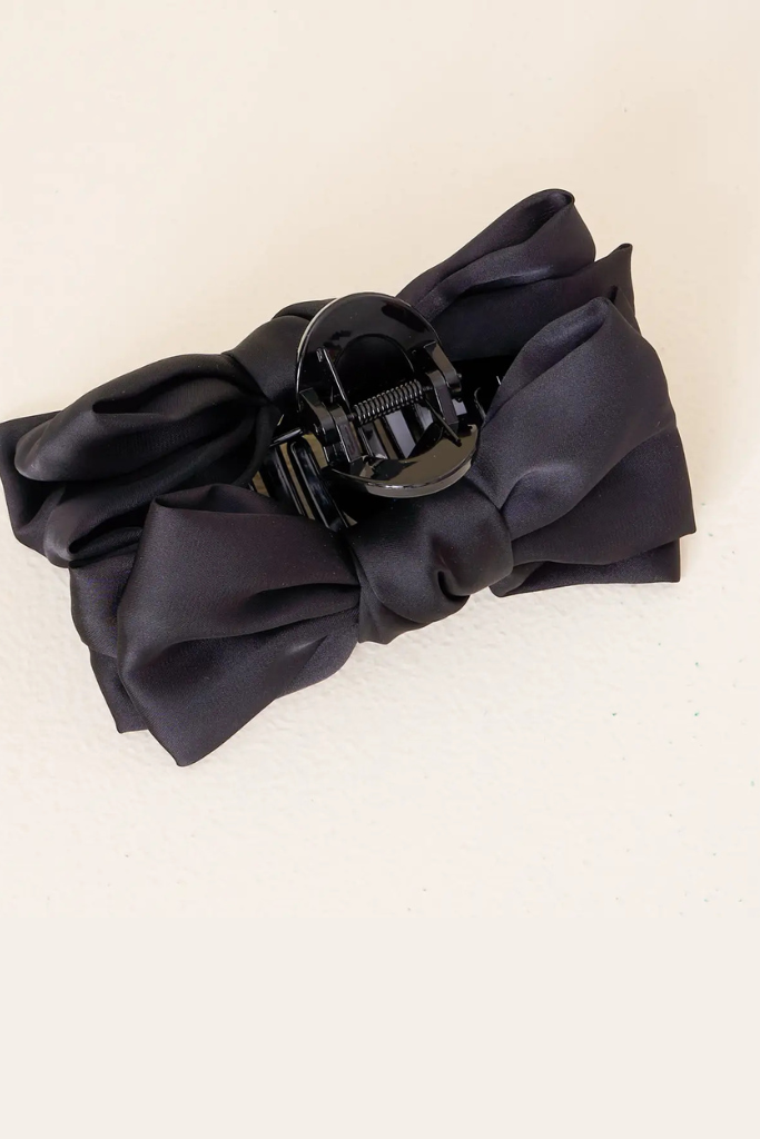 Satin Bow Clip - Black
