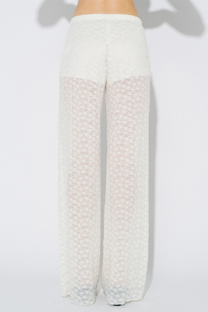 Kandis Wide Leg Lace Pants - Off White
