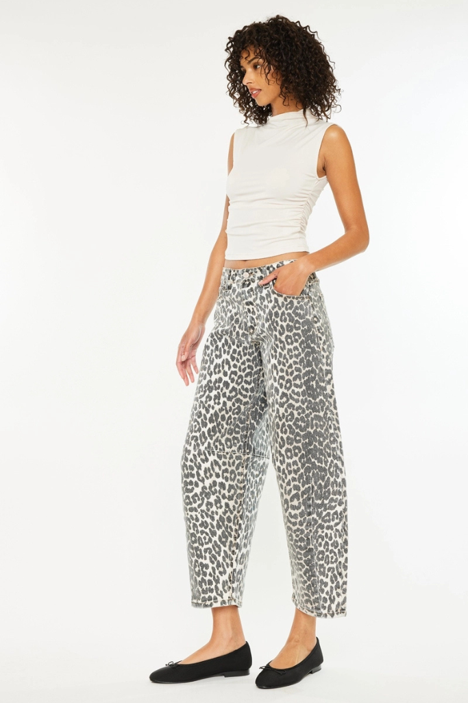 Shaina Barrel Jeans - Leopard