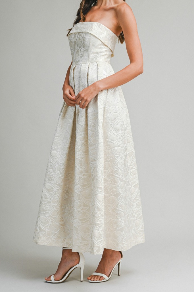 Killian Jacquard Midi Dress - Cream