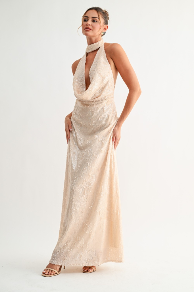 Persephany Shimmered Maxi Dress - Ivory