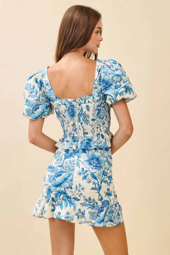 Gennie Floral Top - Blue