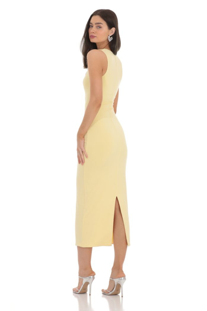 Lost Era Bodycon Midi Dress - Yellow