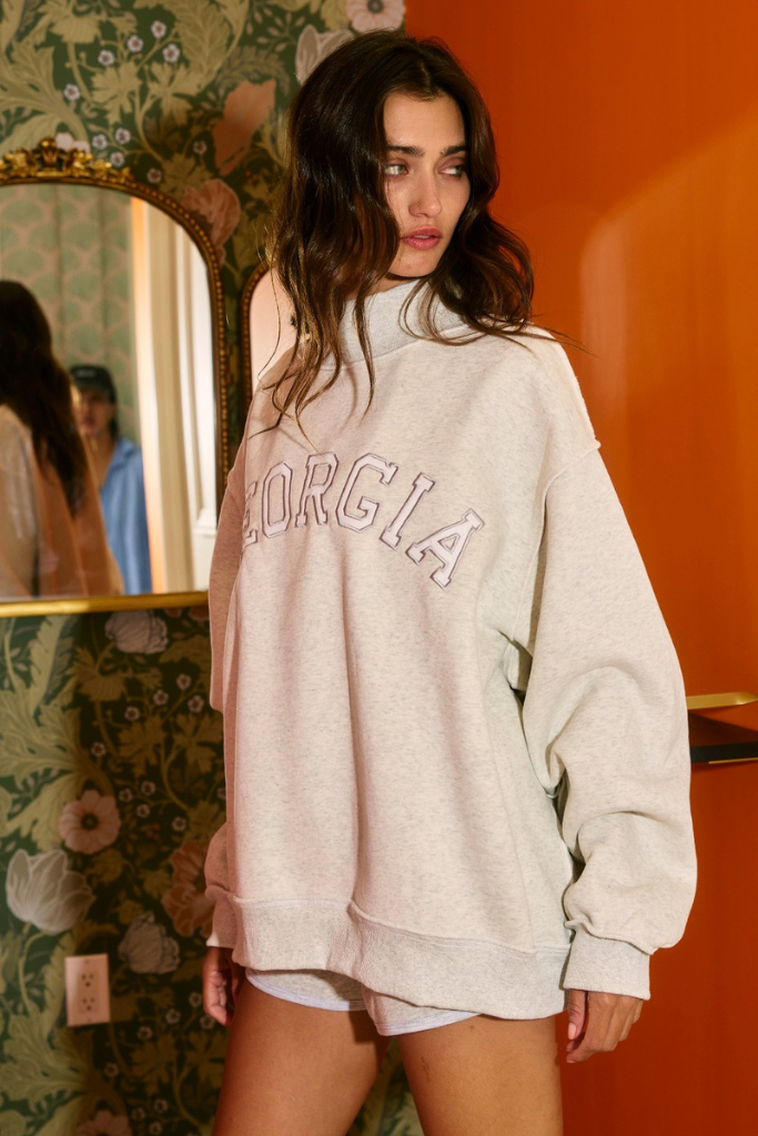 Georgia Grace Mock Neck Sweatshirt - Ash Grey