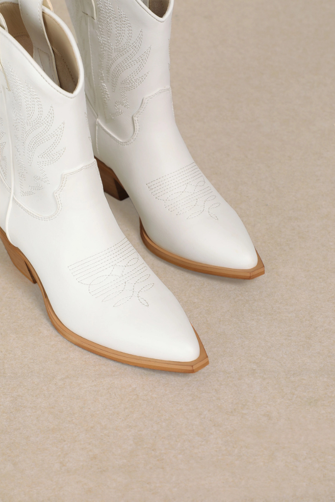 The Claire Cowgirl Boot - White